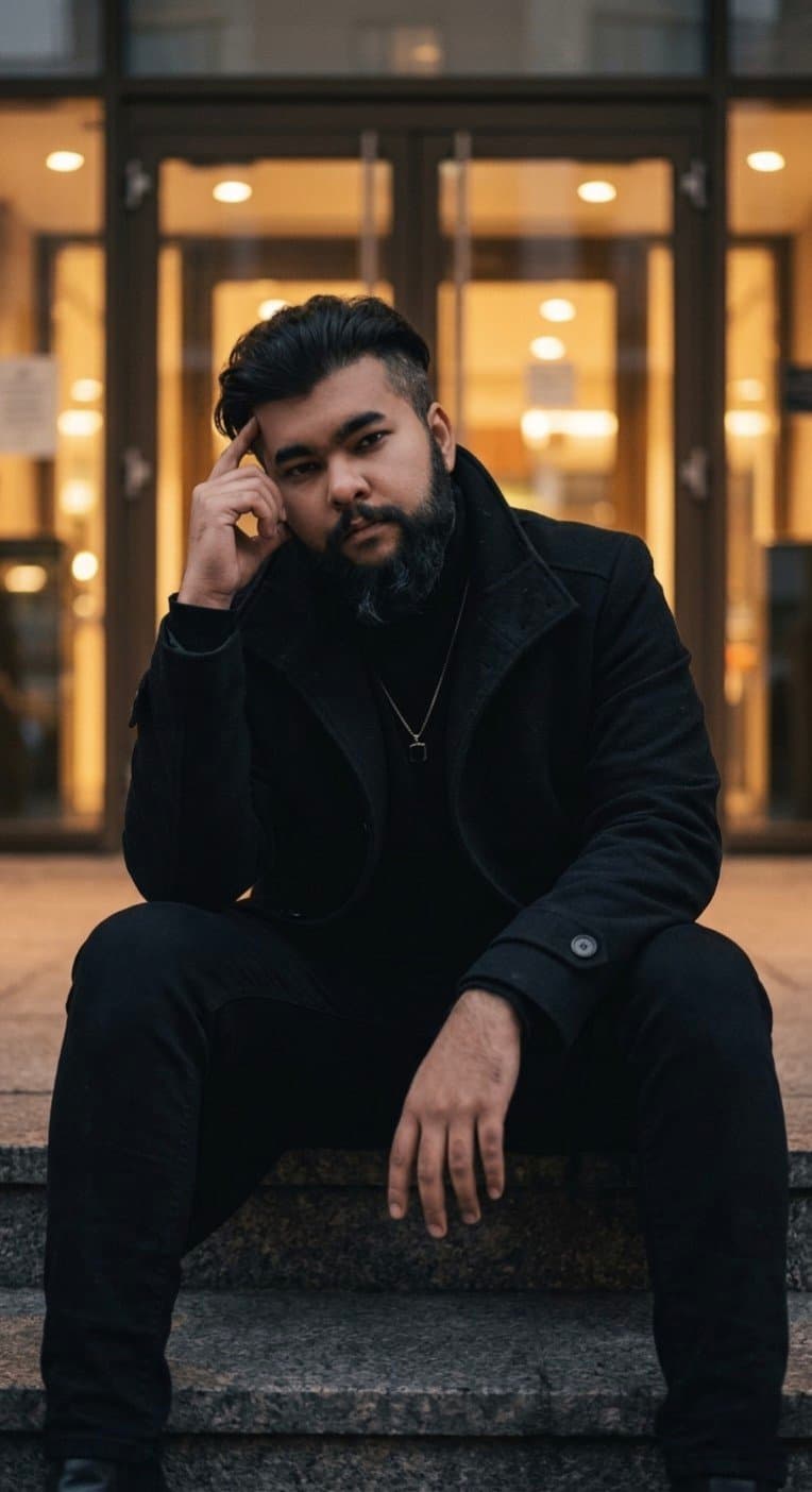 Urban Steps Cinematic Portrait - AI prompt example by MangoXPrompts