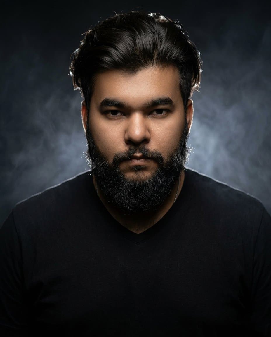 Low-Key Studio Portrait - AI prompt example by MangoXPrompts